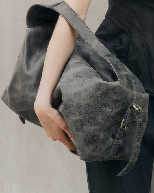 Vintage Black Leather Hobo Shoulder Bag